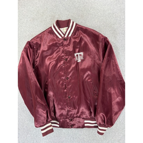 Front Row Jackets & Blazers - Texas A&M Aggies Vintage 90's Satin Campus Jacket (Men's Large) Maroon